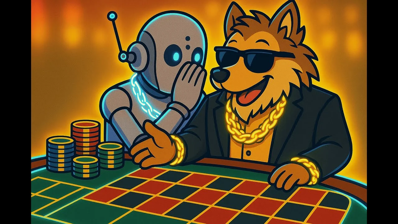 Mesa de casino moderna con fichas y luces en un entorno tecnológico