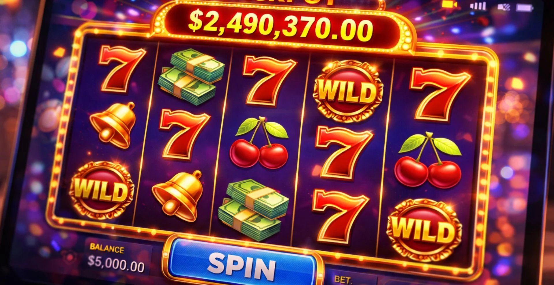 Modern casino gaming floor with digital tables and screens